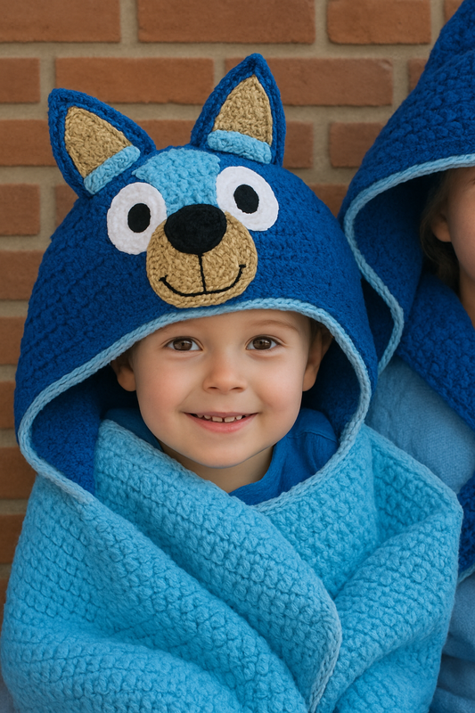 Blue Dog Hooded Blanket Crochet Pattern