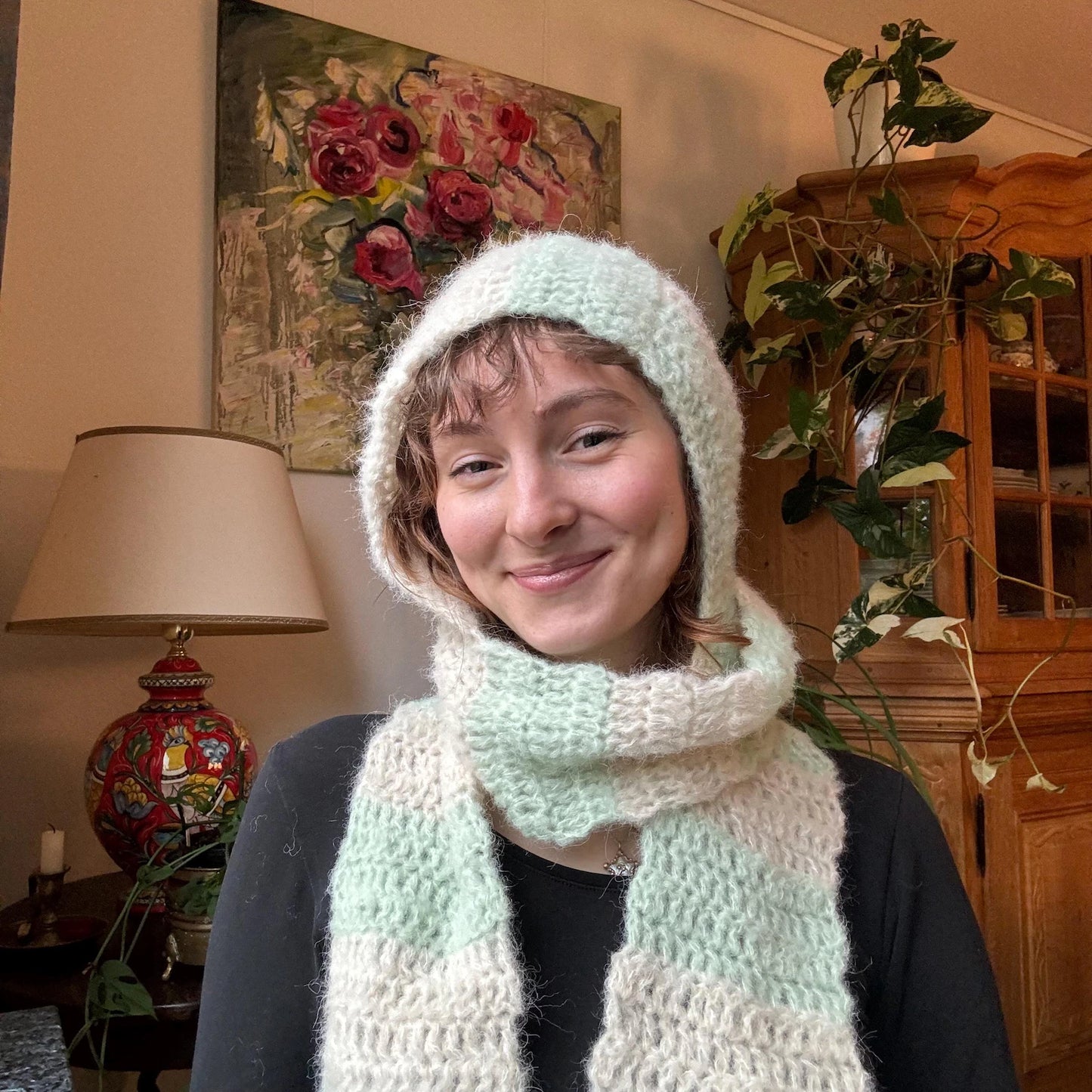 🧣 Cozy Hooded Scarf / Bonnet Crochet Pattern