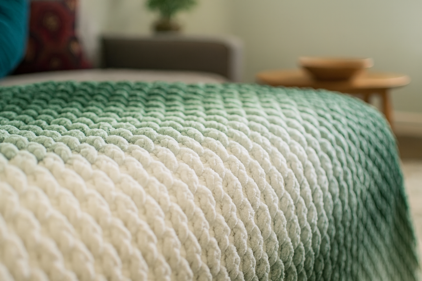 Chunky Evergreen Throw Blanket Crochet Pattern