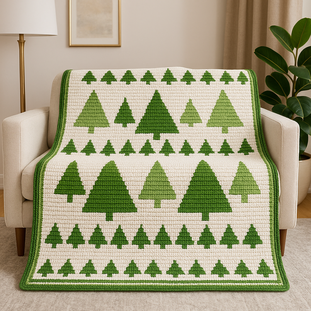 ❄️ Winter Forest Mosaic Blanket Crochet Pattern