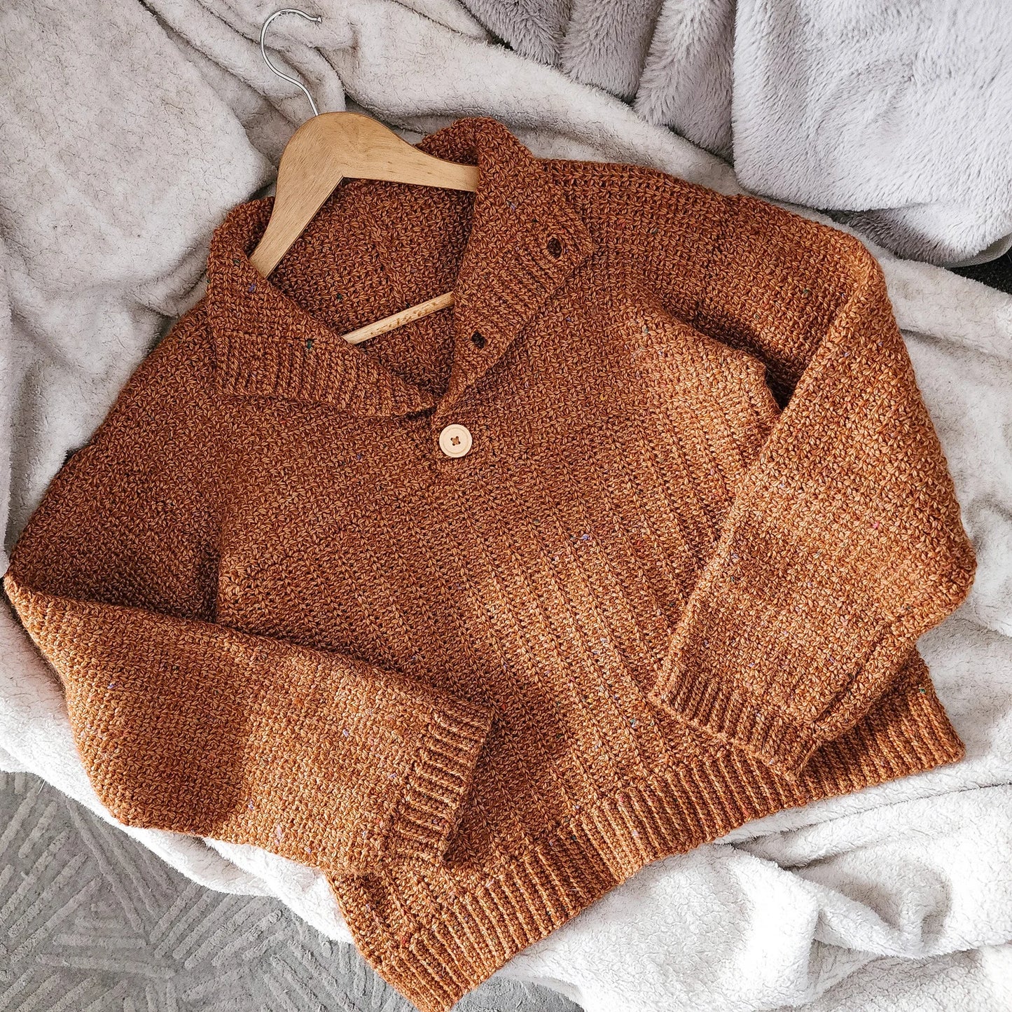 Jasper — Button-Up Rustic Pullover Crochet Pattern