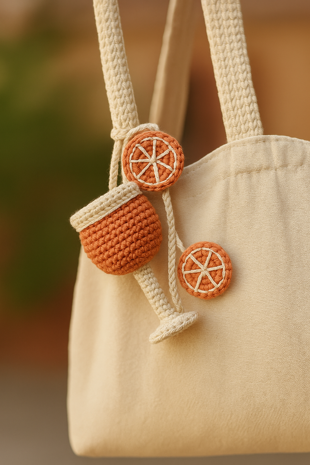 Aperol Spritz Bag Charm – Touch of Summer Wherever You Go Crochet Pattern