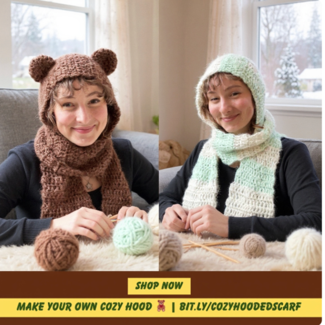🧣 Cozy Hooded Scarf / Bonnet Crochet Pattern