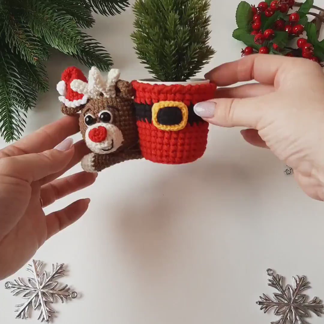 Reindeer Planter Crochet Pattern – Cute Christmas Decor